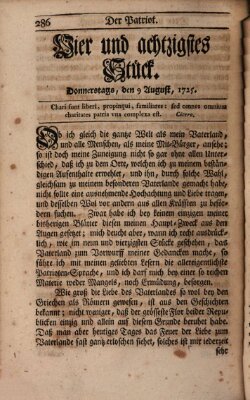 Der Patriot Donnerstag 9. August 1725