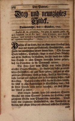 Der Patriot Donnerstag 11. Oktober 1725