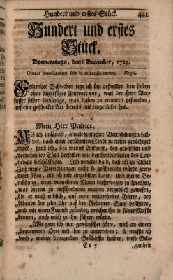 Der Patriot Donnerstag 6. Dezember 1725