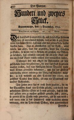 Der Patriot Donnerstag 13. Dezember 1725