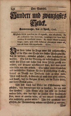 Der Patriot Donnerstag 18. April 1726