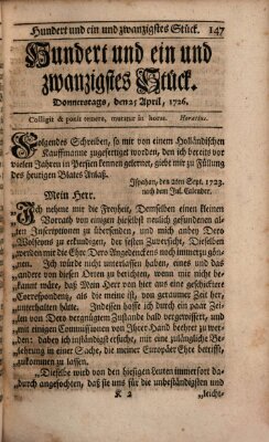 Der Patriot Donnerstag 25. April 1726