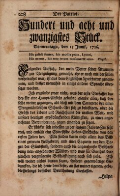 Der Patriot Donnerstag 13. Juni 1726