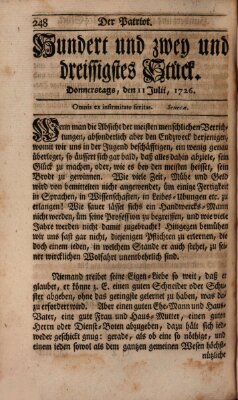 Der Patriot Donnerstag 11. Juli 1726