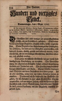 Der Patriot Donnerstag 5. September 1726