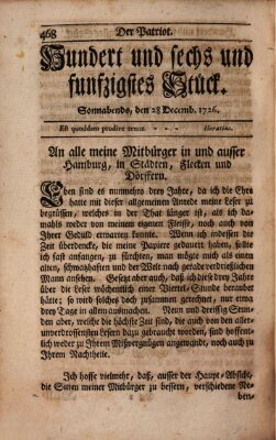 Der Patriot Samstag 28. Dezember 1726