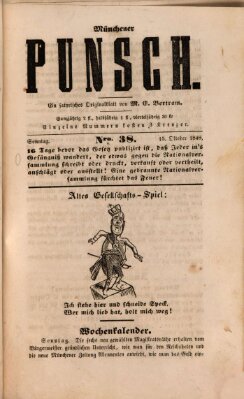 Münchener Punsch Sonntag 15. Oktober 1848