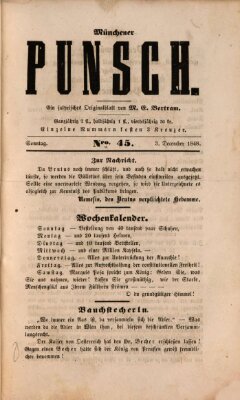 Münchener Punsch Sonntag 3. Dezember 1848