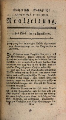 K.K. allerg. privil. Realzeitung der Wissenschaften und Künste Samstag 24. August 1771