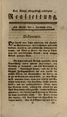 K.K. allerg. privil. Realzeitung der Wissenschaften und Künste Samstag 1. Februar 1772