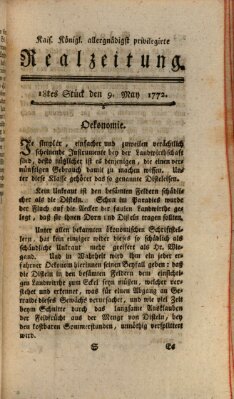 K.K. allerg. privil. Realzeitung der Wissenschaften und Künste Samstag 9. Mai 1772