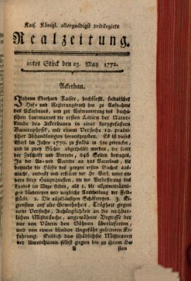 K.K. allerg. privil. Realzeitung der Wissenschaften und Künste Samstag 23. Mai 1772