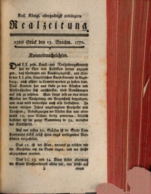 K.K. allerg. privil. Realzeitung der Wissenschaften und Künste Samstag 13. Juni 1772