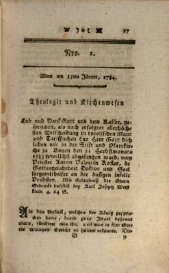 K.K. allerg. privil. Realzeitung der Wissenschaften und Künste Dienstag 13. Januar 1784