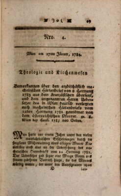 K.K. allerg. privil. Realzeitung der Wissenschaften und Künste Dienstag 27. Januar 1784