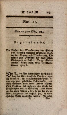 K.K. allerg. privil. Realzeitung der Wissenschaften und Künste Dienstag 30. März 1784