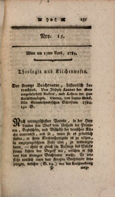 K.K. allerg. privil. Realzeitung der Wissenschaften und Künste Dienstag 13. April 1784