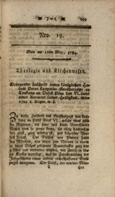 K.K. allerg. privil. Realzeitung der Wissenschaften und Künste Dienstag 11. Mai 1784