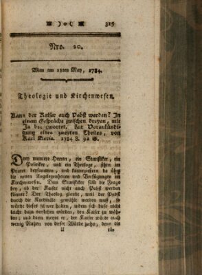 K.K. allerg. privil. Realzeitung der Wissenschaften und Künste Dienstag 18. Mai 1784