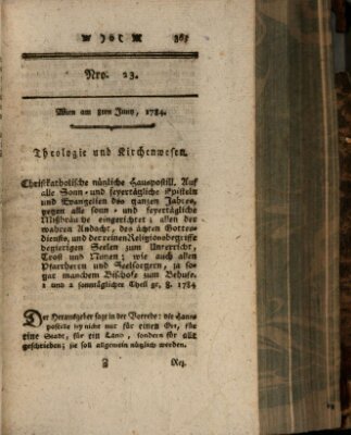 K.K. allerg. privil. Realzeitung der Wissenschaften und Künste Dienstag 8. Juni 1784