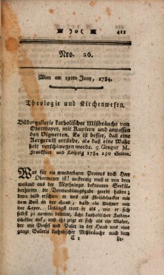 K.K. allerg. privil. Realzeitung der Wissenschaften und Künste Dienstag 29. Juni 1784