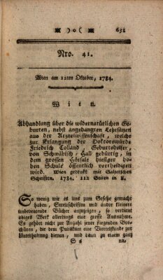 K.K. allerg. privil. Realzeitung der Wissenschaften und Künste Dienstag 12. Oktober 1784