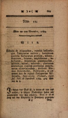 K.K. allerg. privil. Realzeitung der Wissenschaften und Künste Dienstag 2. November 1784