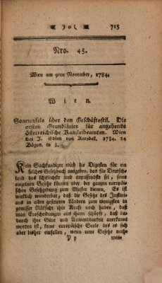 K.K. allerg. privil. Realzeitung der Wissenschaften und Künste Dienstag 9. November 1784