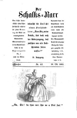 Schalks-Narr Sonntag 26. Oktober 1862