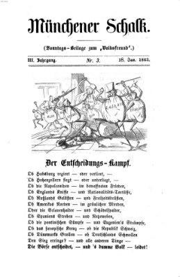 Schalks-Narr Sonntag 18. Januar 1863