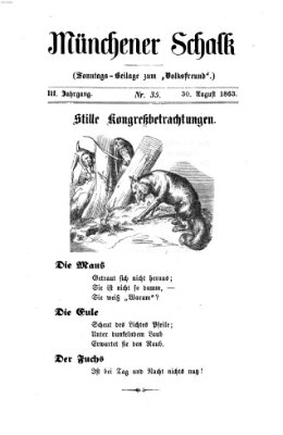 Schalks-Narr Sonntag 30. August 1863