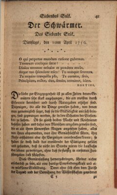 Der Schwärmer oder Herumstreifer (The rambler) Freitag 10. April 1750