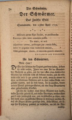 Der Schwärmer oder Herumstreifer (The rambler) Dienstag 28. April 1750