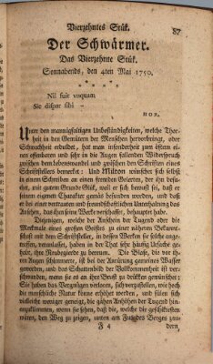 Der Schwärmer oder Herumstreifer (The rambler) Montag 4. Mai 1750