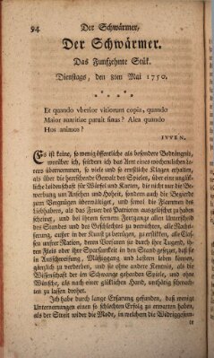 Der Schwärmer oder Herumstreifer (The rambler) Freitag 8. Mai 1750