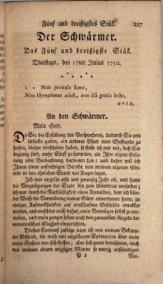 Der Schwärmer oder Herumstreifer (The rambler) Freitag 17. Juli 1750