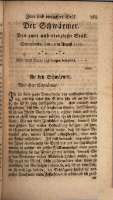 Der Schwärmer oder Herumstreifer (The rambler) Dienstag 11. August 1750