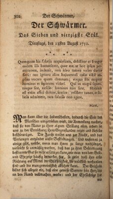 Der Schwärmer oder Herumstreifer (The rambler) Freitag 28. August 1750