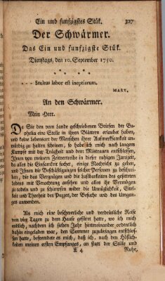 Der Schwärmer oder Herumstreifer (The rambler) Donnerstag 10. September 1750