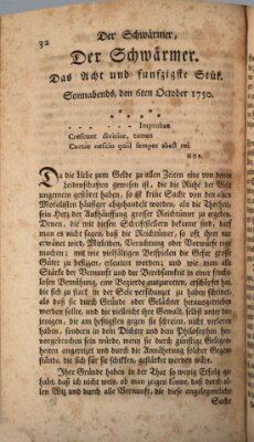 Der Schwärmer oder Herumstreifer (The rambler) Dienstag 6. Oktober 1750