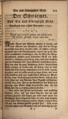 Der Schwärmer oder Herumstreifer (The rambler) Freitag 20. November 1750