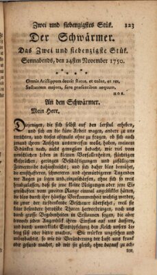 Der Schwärmer oder Herumstreifer (The rambler) Dienstag 24. November 1750