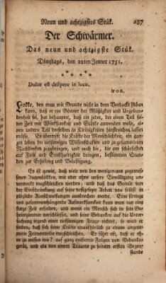 Der Schwärmer oder Herumstreifer (The rambler) Freitag 22. Januar 1751