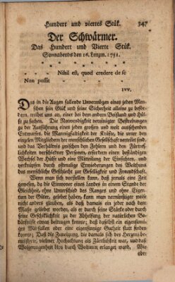 Der Schwärmer oder Herumstreifer (The rambler) Dienstag 16. März 1751