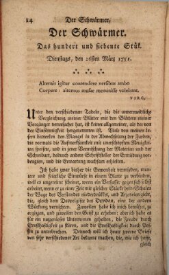 Der Schwärmer oder Herumstreifer (The rambler) Freitag 26. März 1751