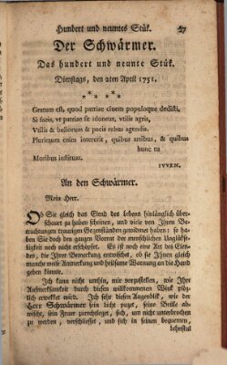 Der Schwärmer oder Herumstreifer (The rambler) Freitag 2. April 1751