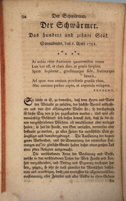 Der Schwärmer oder Herumstreifer (The rambler) Dienstag 6. April 1751