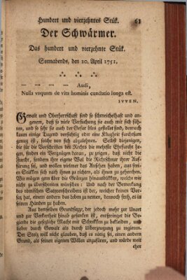 Der Schwärmer oder Herumstreifer (The rambler) Dienstag 20. April 1751