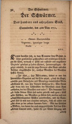 Der Schwärmer oder Herumstreifer (The rambler) Dienstag 4. Mai 1751