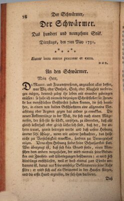 Der Schwärmer oder Herumstreifer (The rambler) Freitag 7. Mai 1751